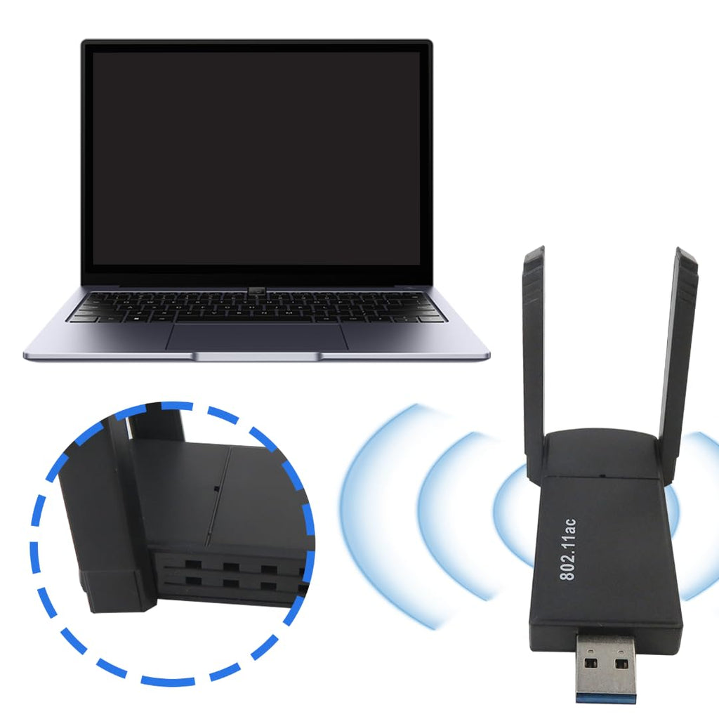 Wireless USB Adapter 1300Mbps Dual Antennas 5G/2.4G WiFi Adapter C99533