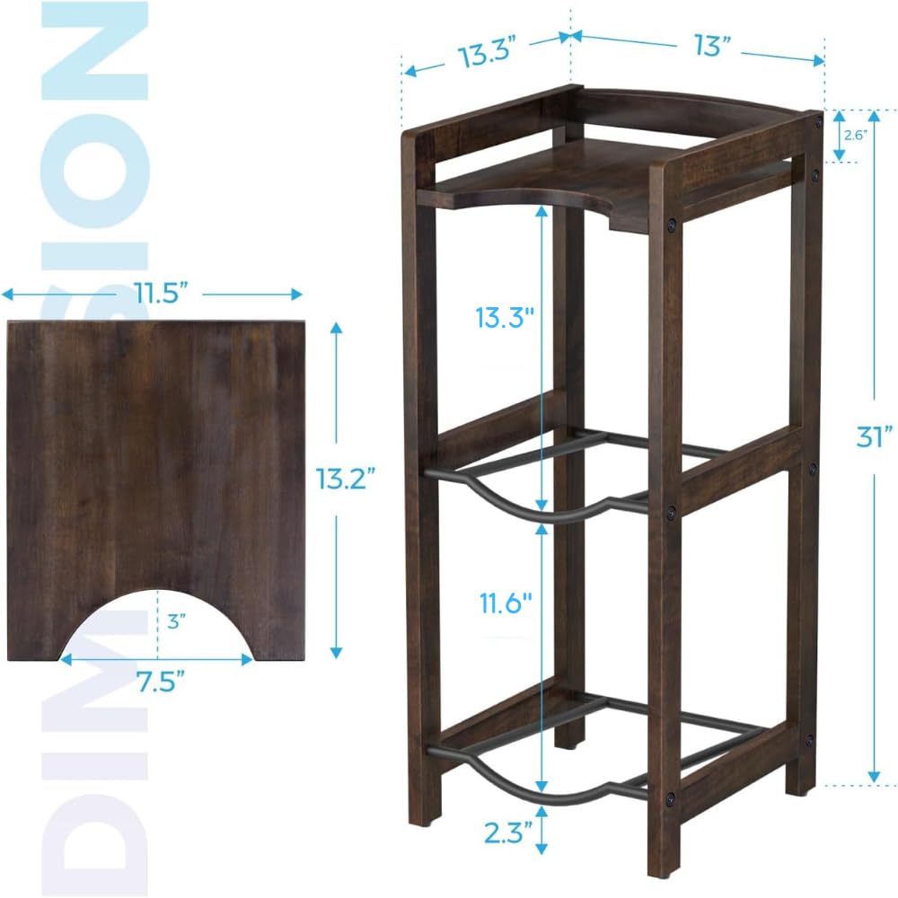 5 Gallon Water Jug Holder with Top Shelves, 3-Tiers Solid Wood Water Dispenser Stand G503461