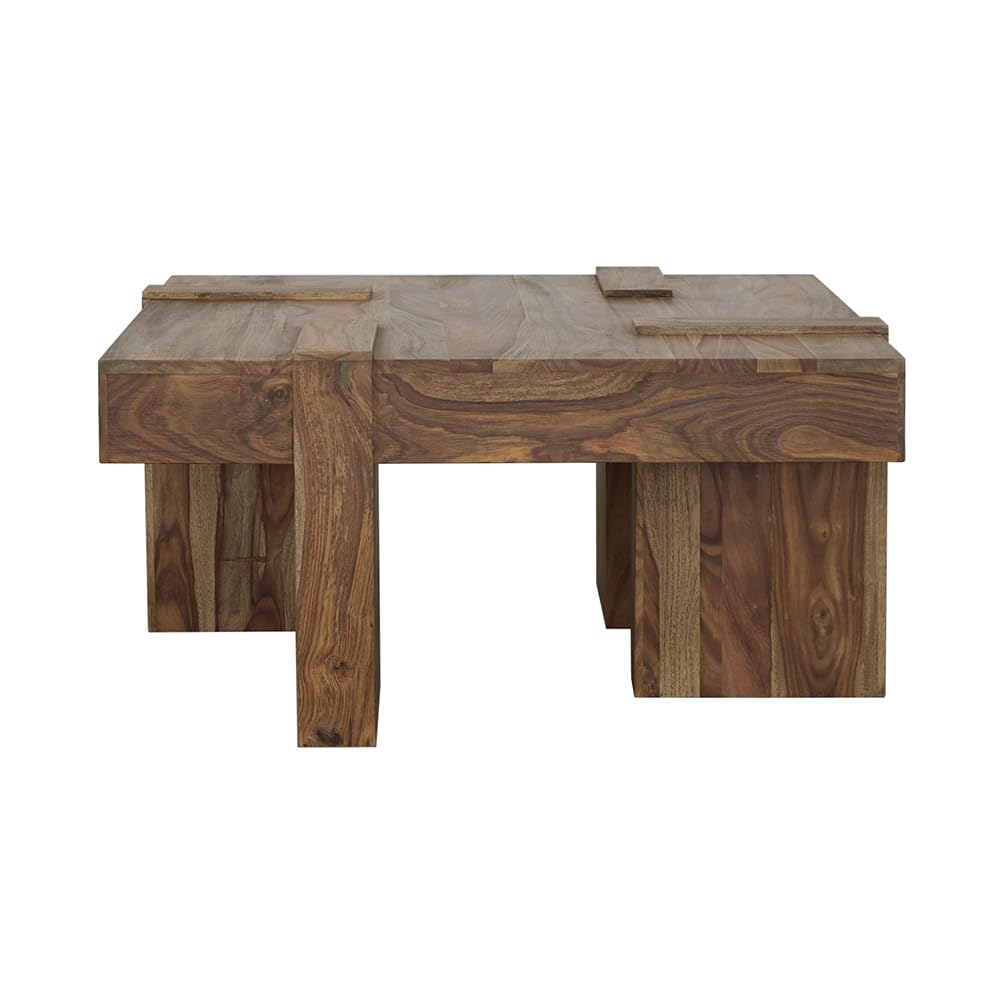 Sheesham Wood Square Coffee Table with Wooden Legs H909