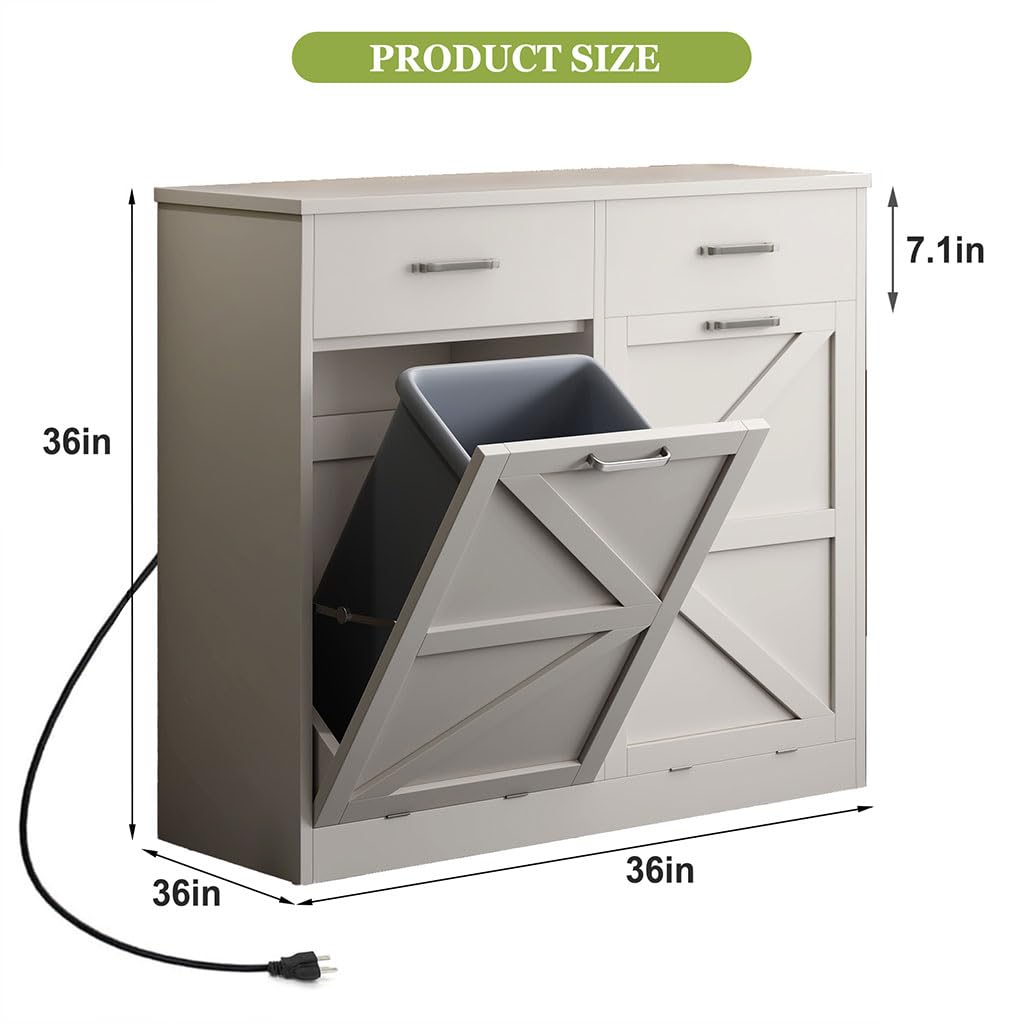 White Wooden Tilt Out Trash Cabinet X61019