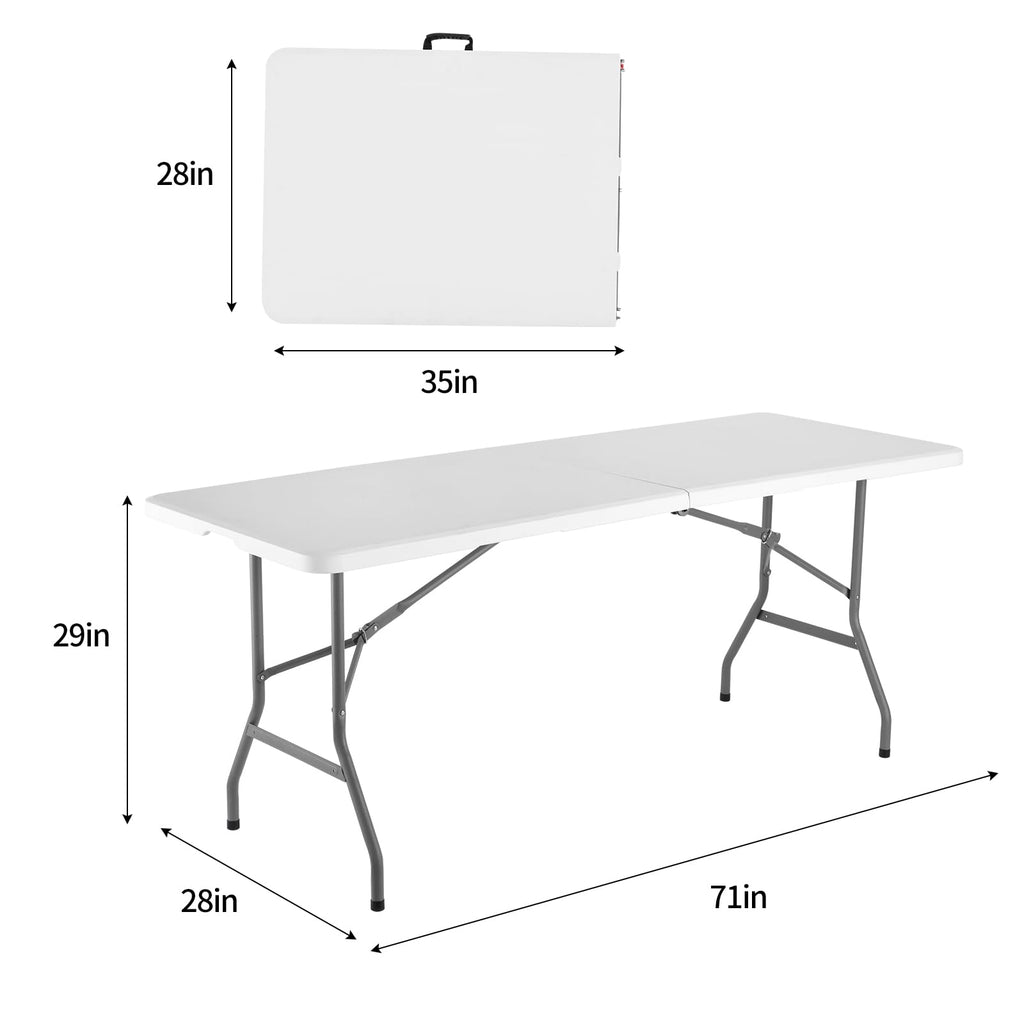 White Portable Folding Table with Carrying Handle N3267