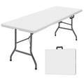 White Portable Folding Table with Carrying Handle N3267