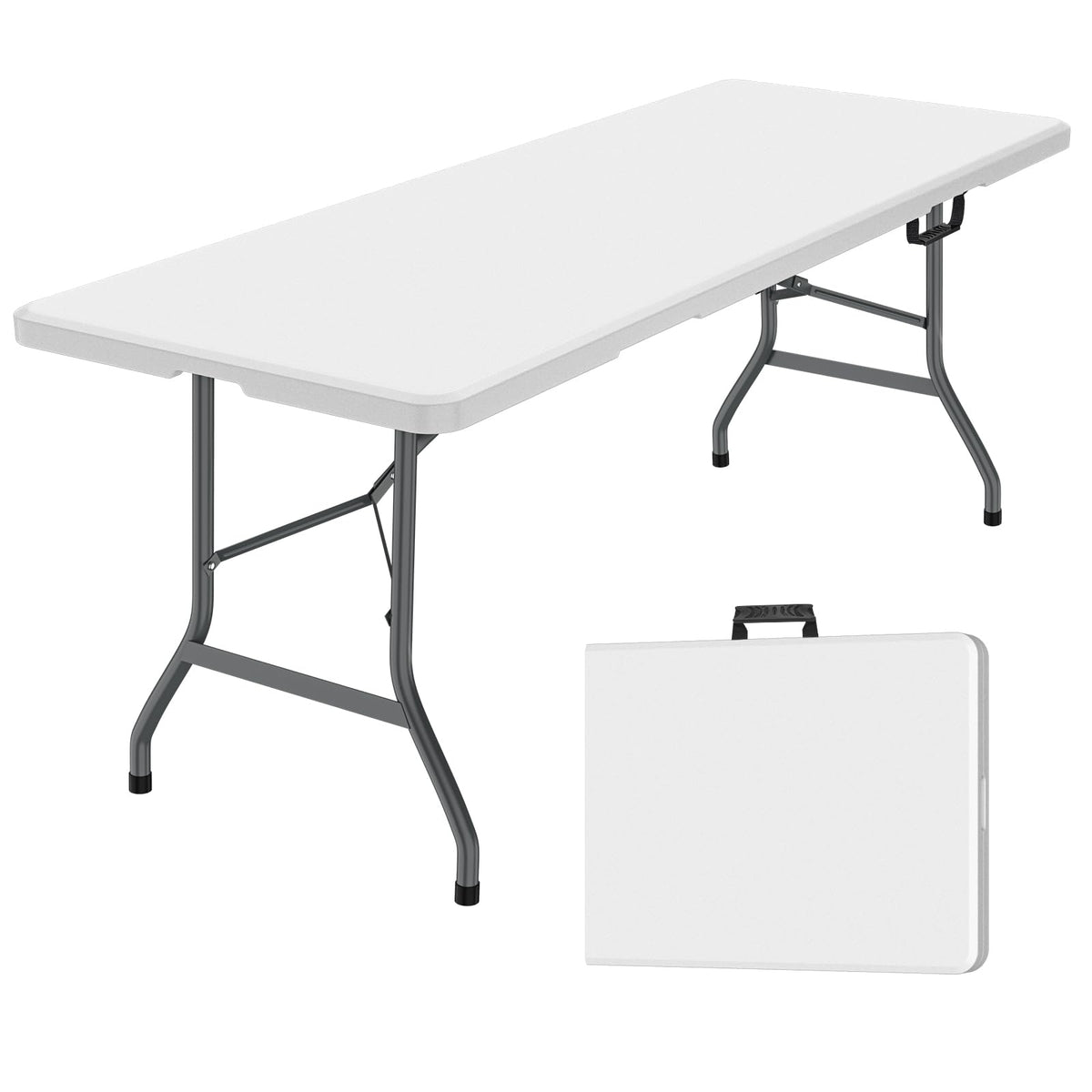 White Portable Folding Table with Carrying Handle N3267