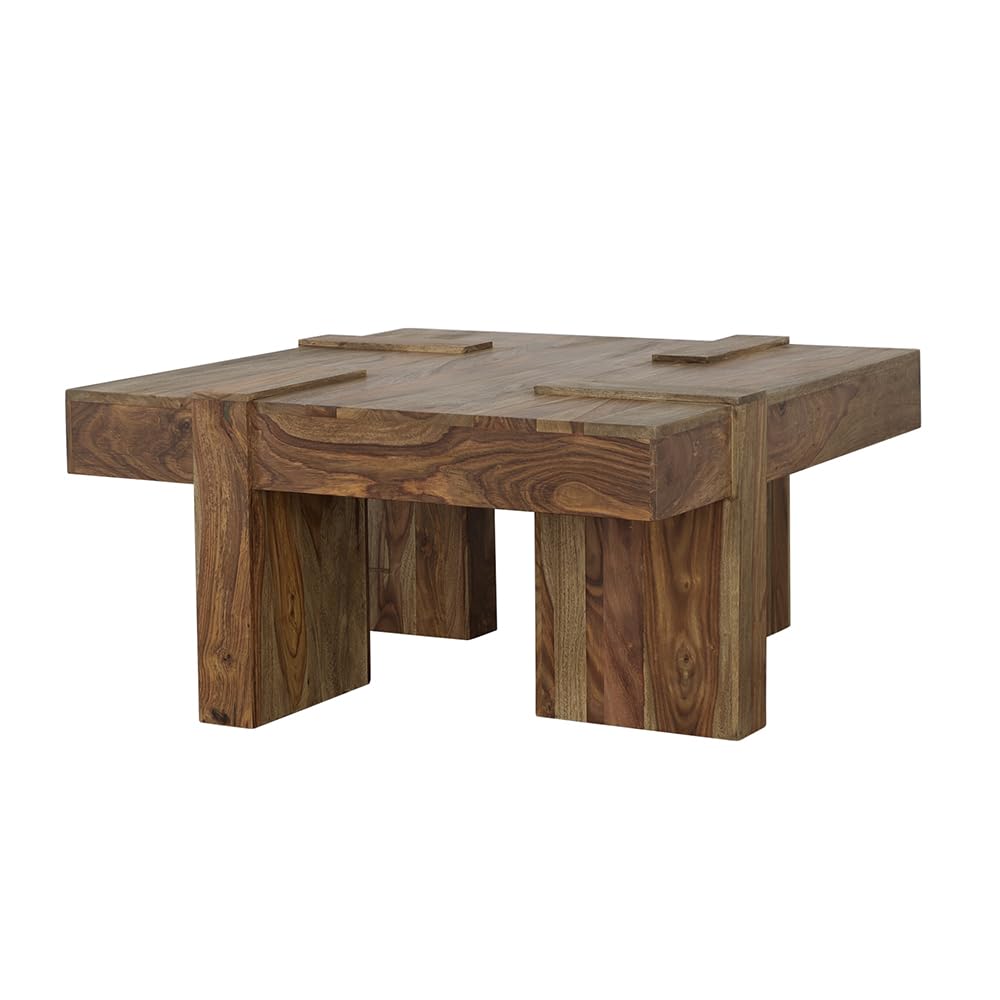 Sheesham Wood Square Coffee Table with Wooden Legs H909