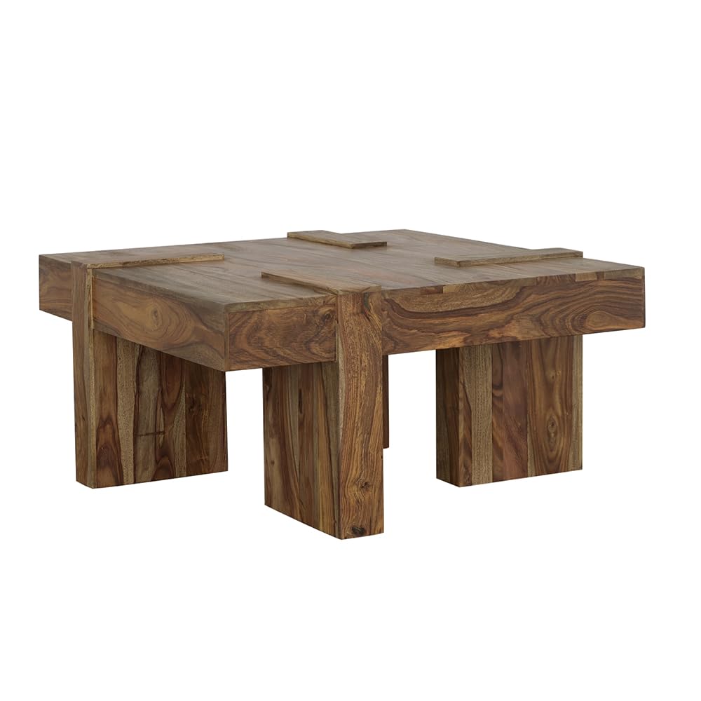 Sheesham Wood Square Coffee Table with Wooden Legs H909