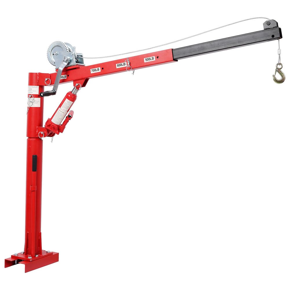 Pickup Truck Crane with Manual Winch, 1000 lb Capacity, Adjustable Boom, 360° Swivel Base, Heavy Duty Steel Q455758