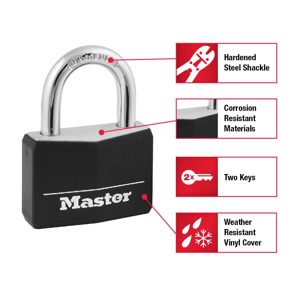 Black 4 Pack Covered Aluminum Keyed Padlock D762104