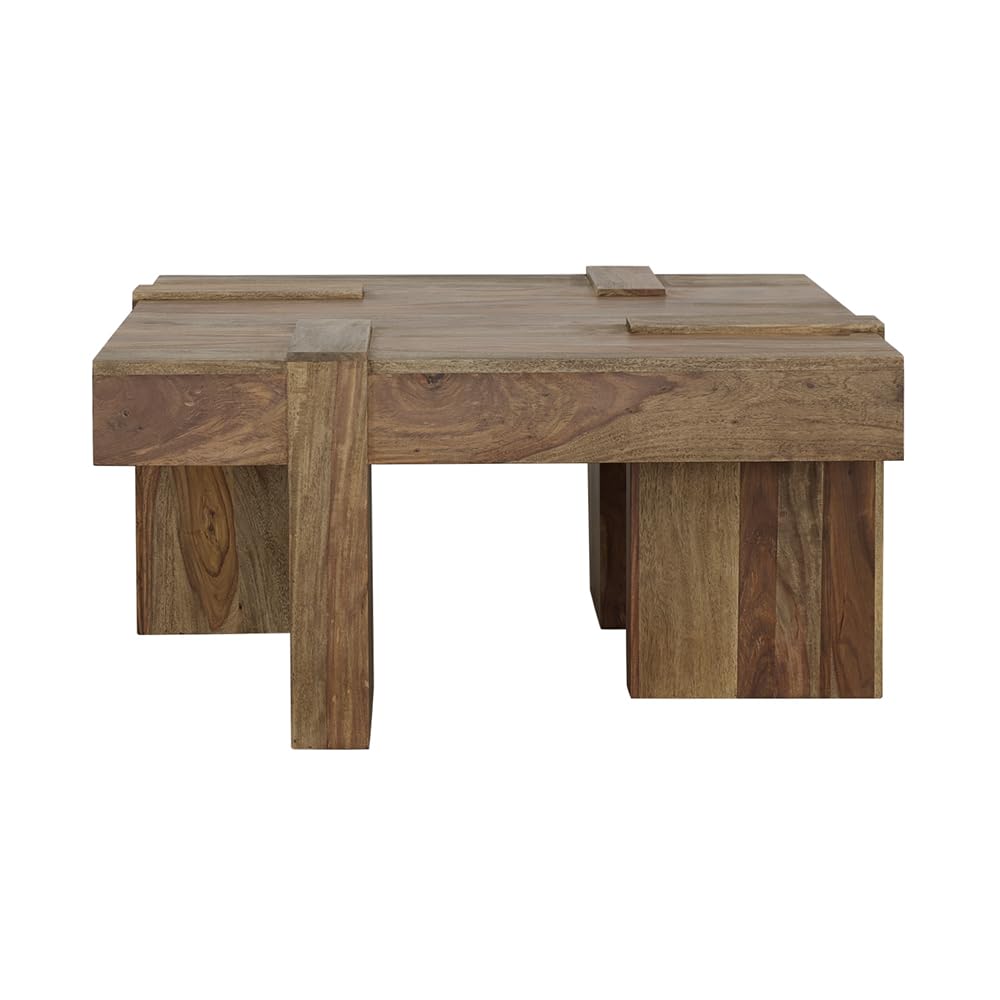 Sheesham Wood Square Coffee Table with Wooden Legs H909