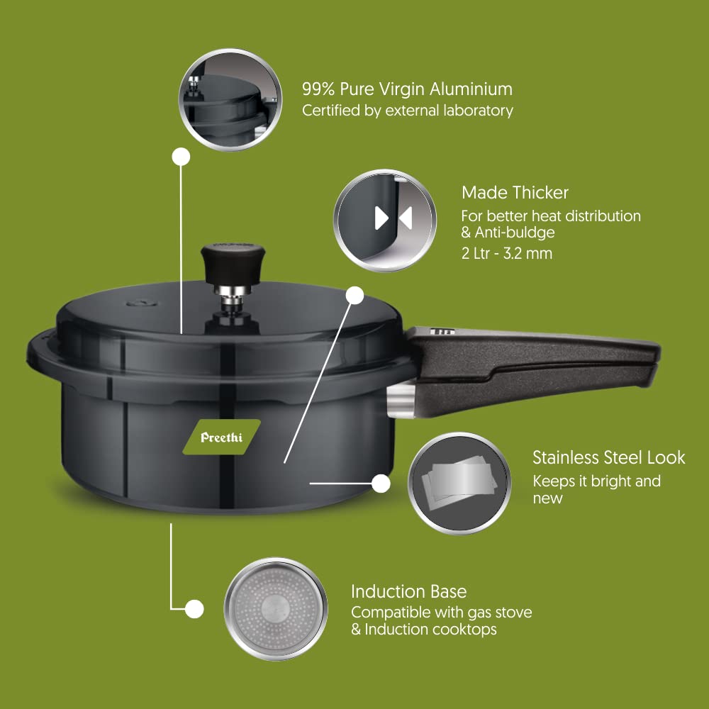 Hard Anodized Induction Base Pressure Cooker 2 Litres O571579