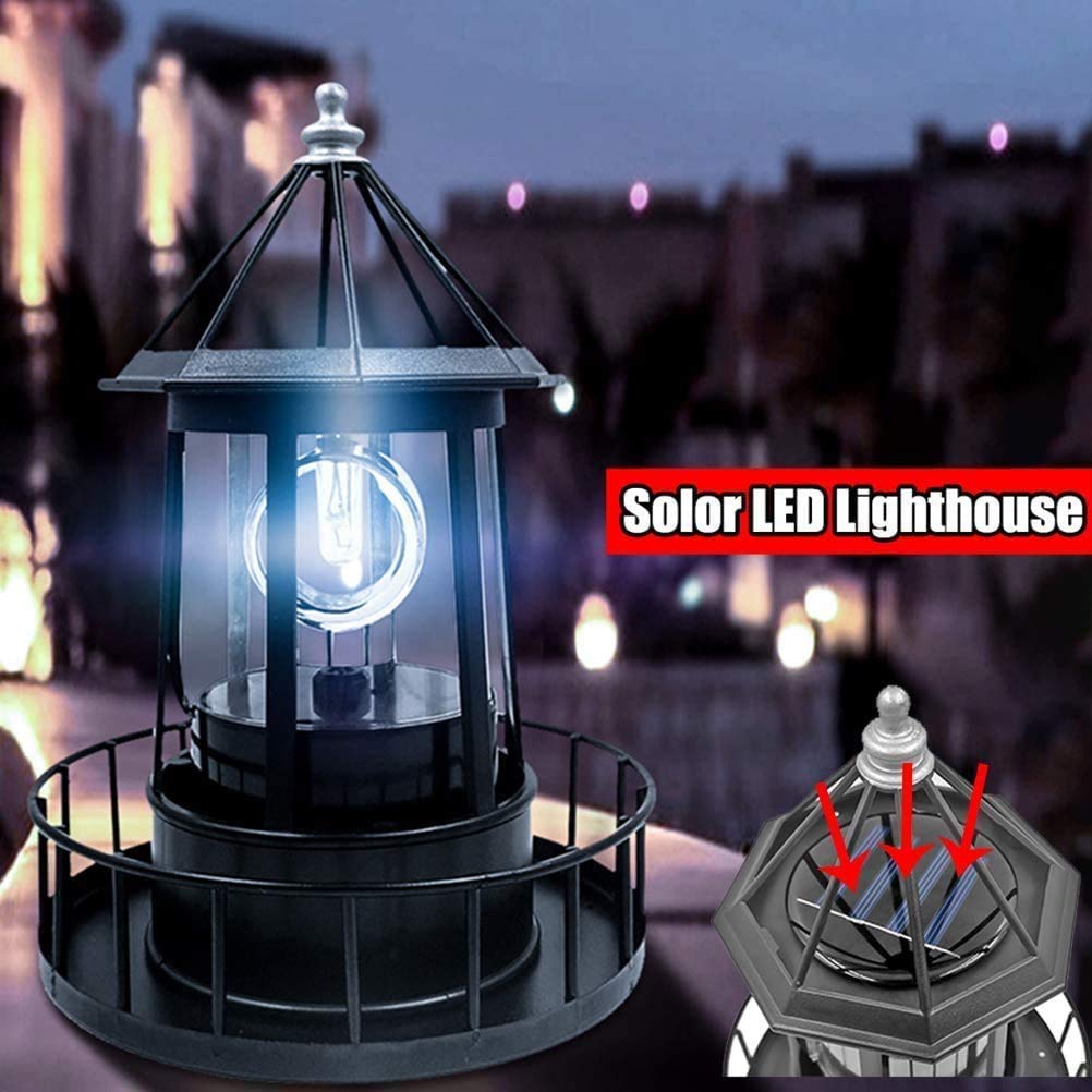 Black Waterproof Solar Outdoor Hanging Lighthouse Lamp X84522