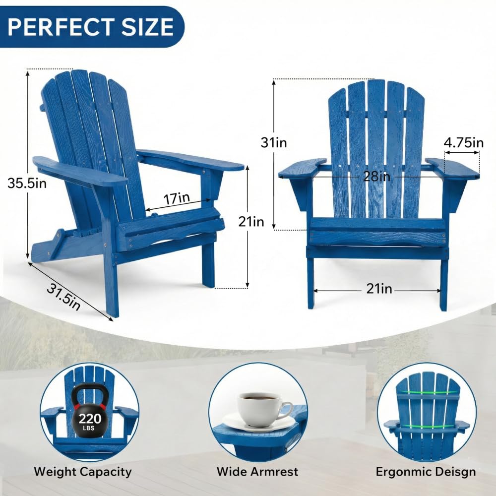 Folding Solid Cedar Wood Adirondack Chair N4601