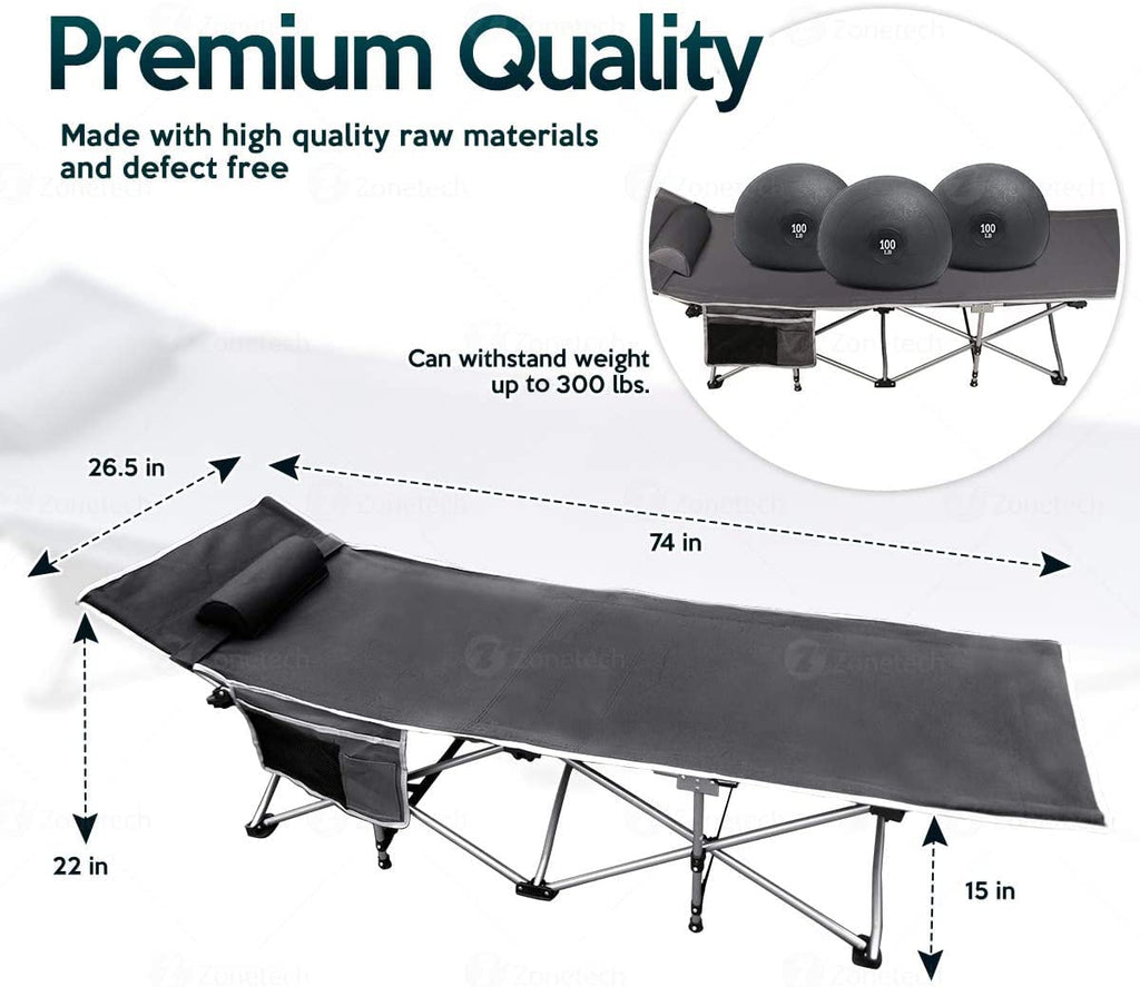 Folding Lightweight Portable Heavy Duty Travel Cot with Large Pocket H391214