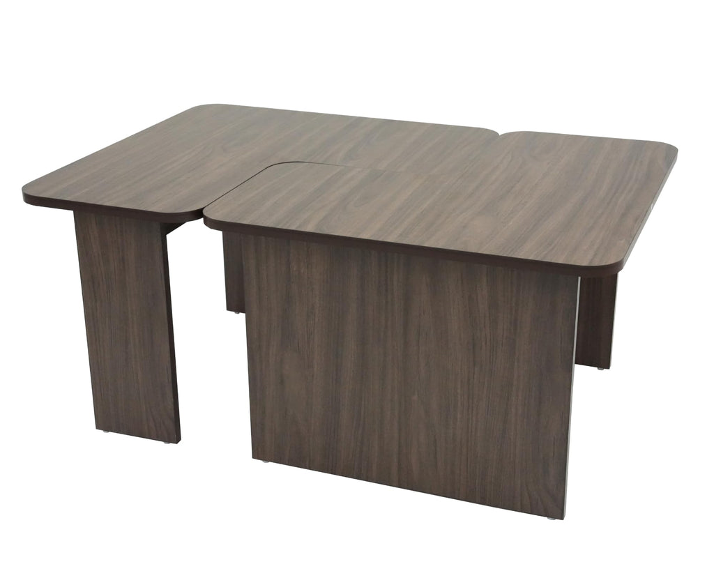 L Shaped Nesting Coffee Table Set of 2 Walnut N8274