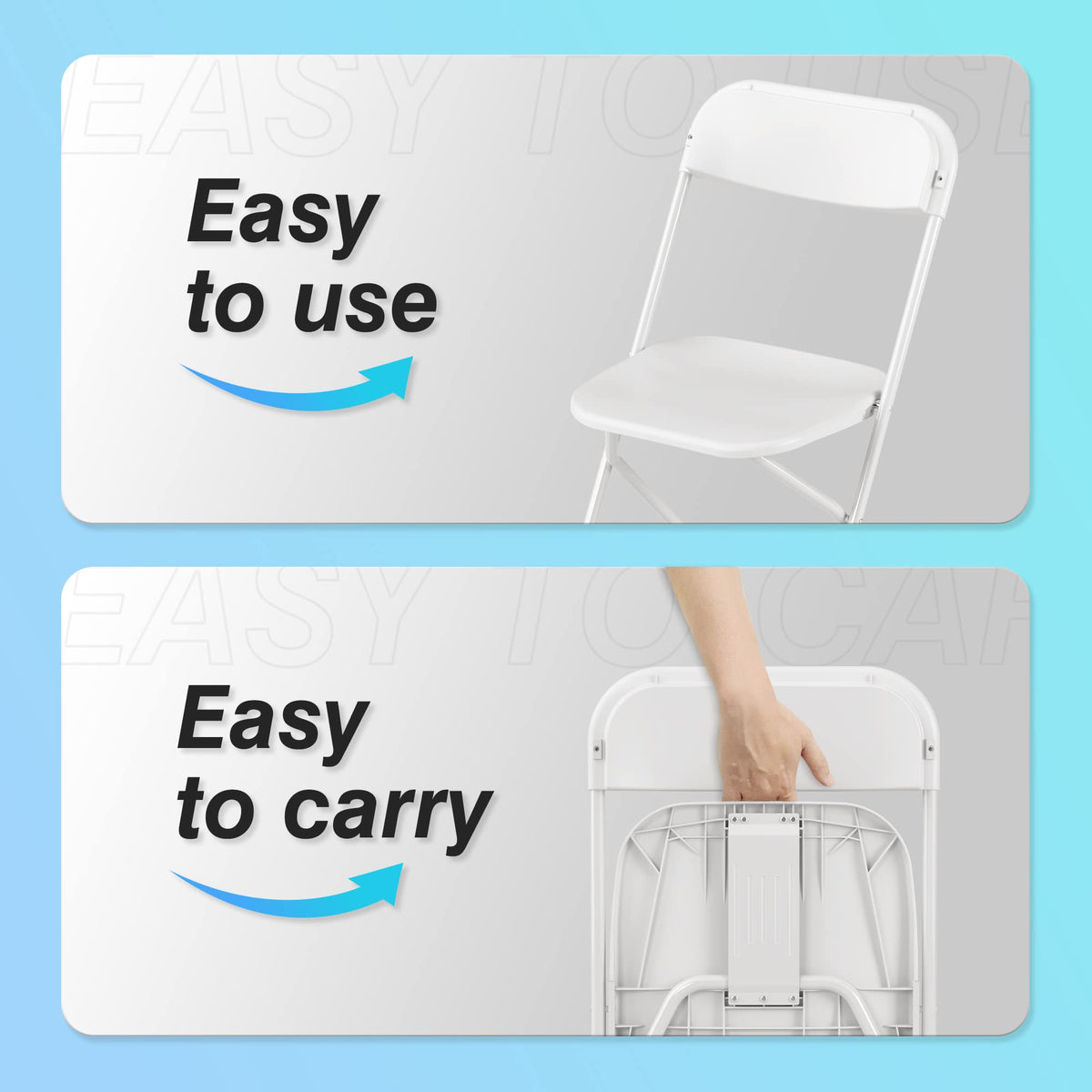 6 Pack White Plastic Folding Chair with Steel Frame A7628