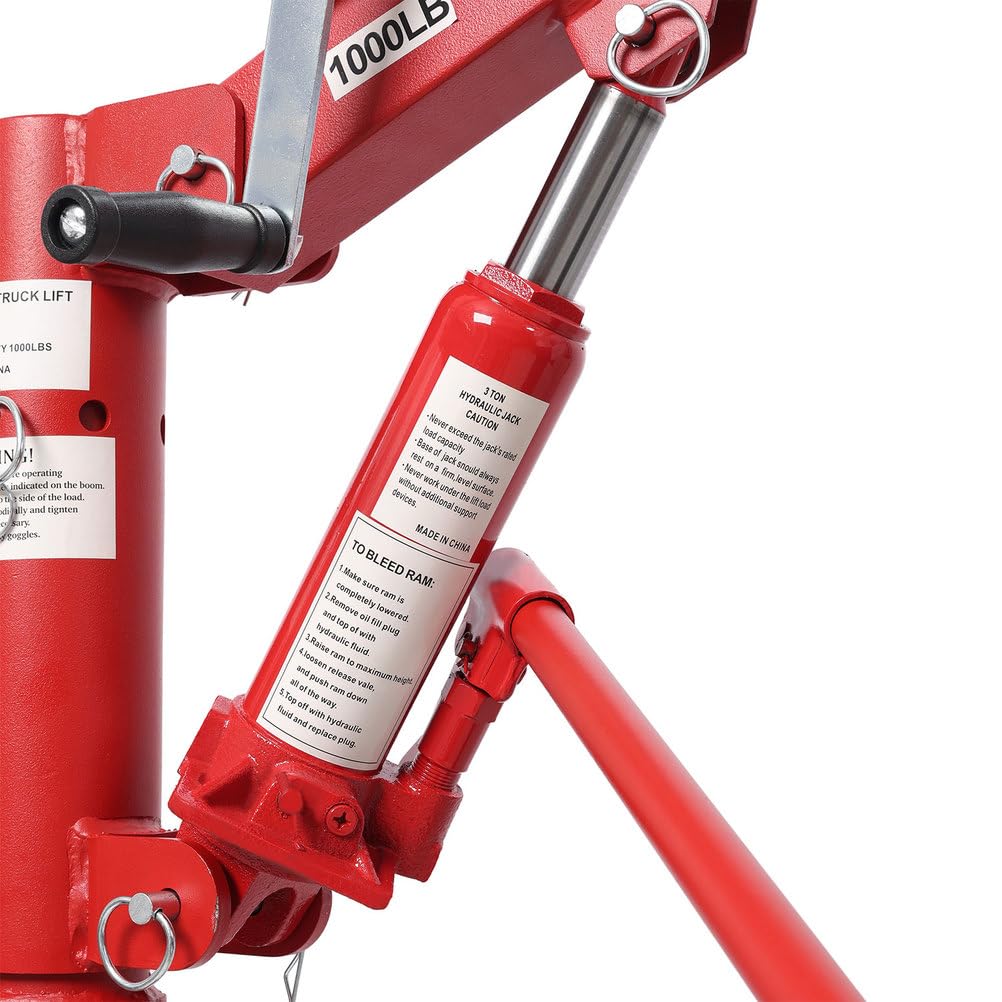 Pickup Truck Crane with Manual Winch, 1000 lb Capacity, Adjustable Boom, 360° Swivel Base, Heavy Duty Steel Q455758