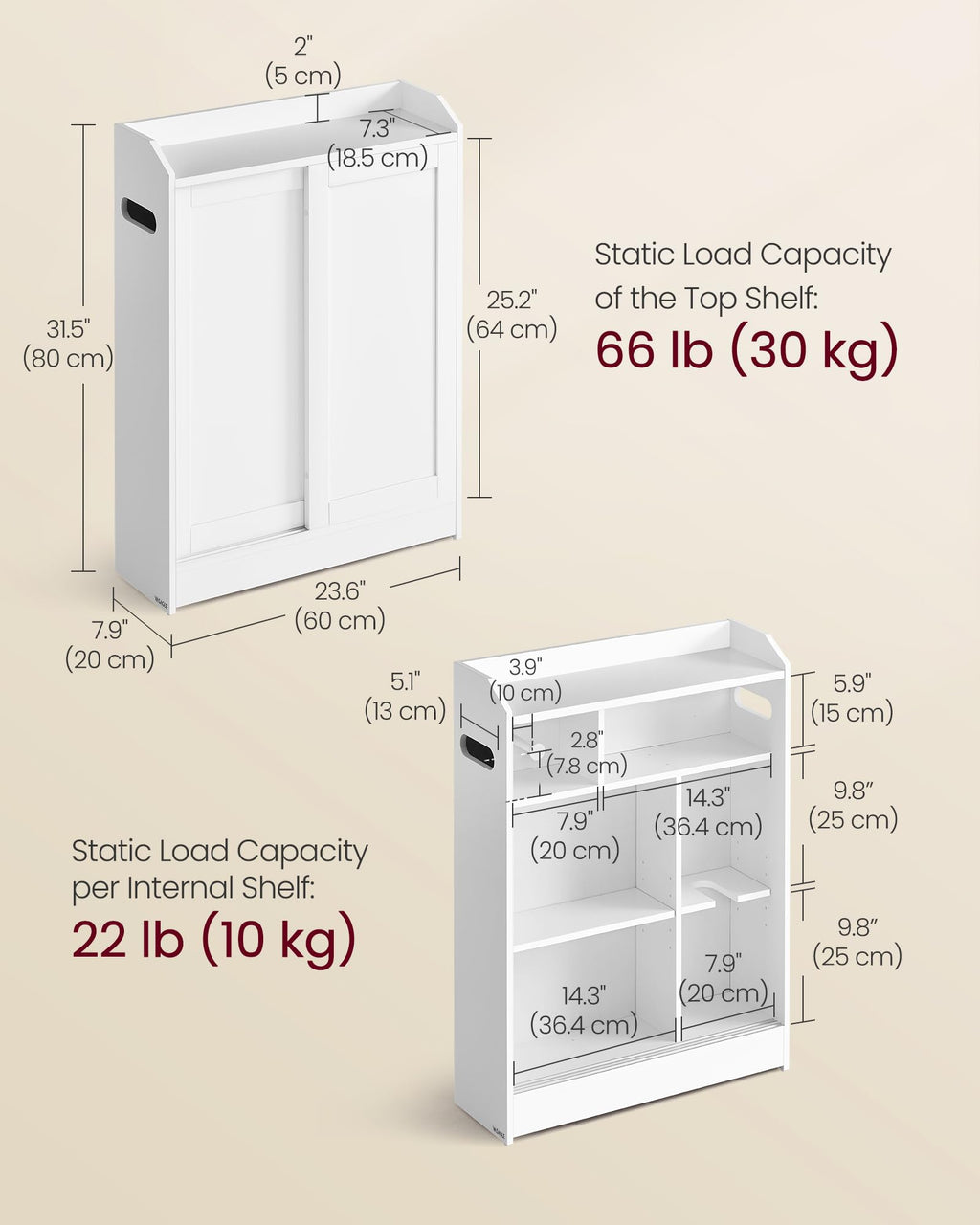 Slim Bathroom Storage Cabinet with Sliding Doors G992