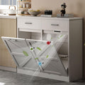 White Wooden Tilt Out Trash Cabinet X61019