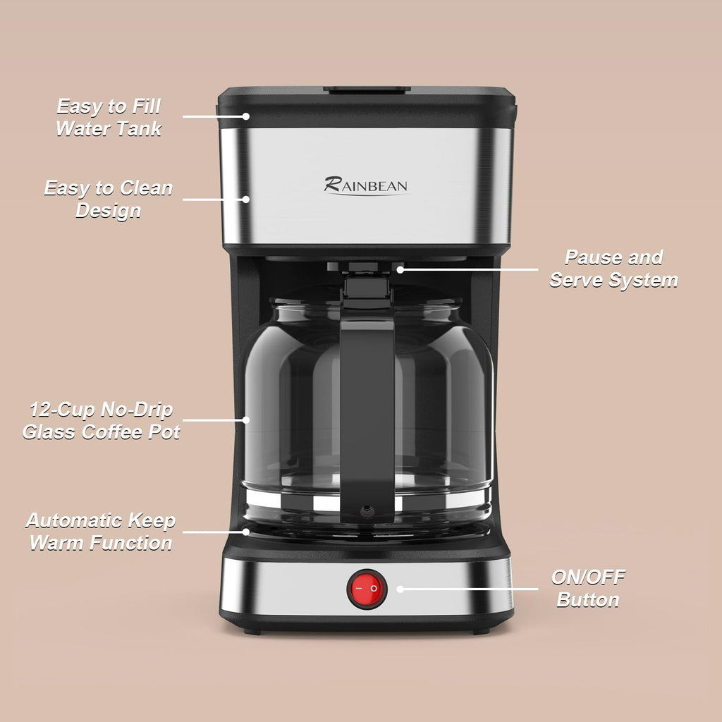 12-Cup Drip Coffee Maker with Glass Carafe Q496