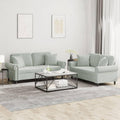 Light Gray Velvet 2 Piece Sofa Set with Throw Pillows M53999