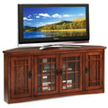 56" Corner TV Stand with Tempered Glass Doors and Adjustable Shelves P117709