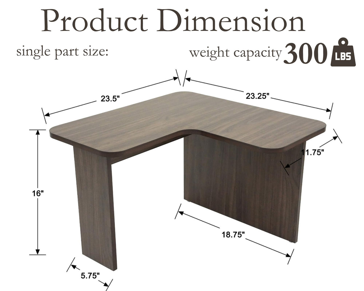 L Shaped Nesting Coffee Table Set of 2 Walnut N8274
