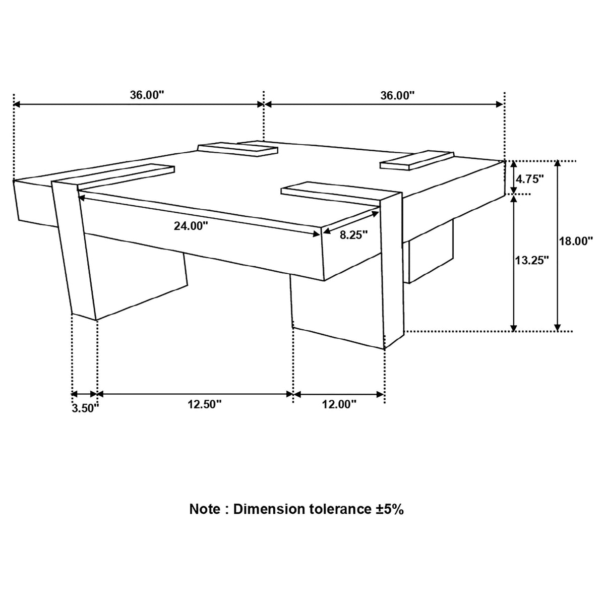 Sheesham Wood Square Coffee Table with Wooden Legs H909