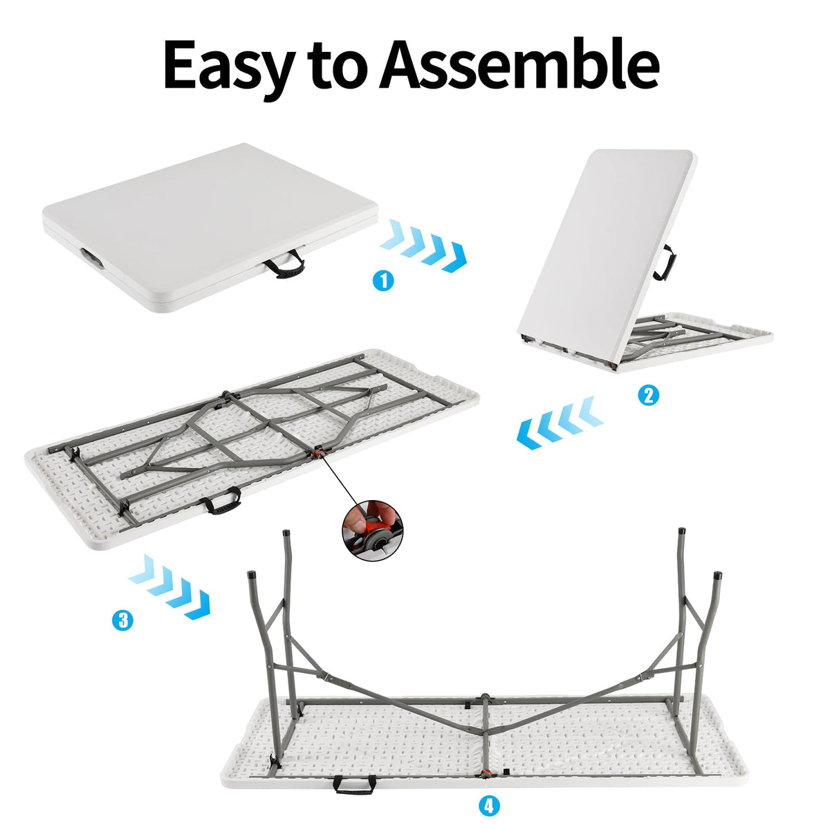 White Portable Folding Table with Carrying Handle N3267