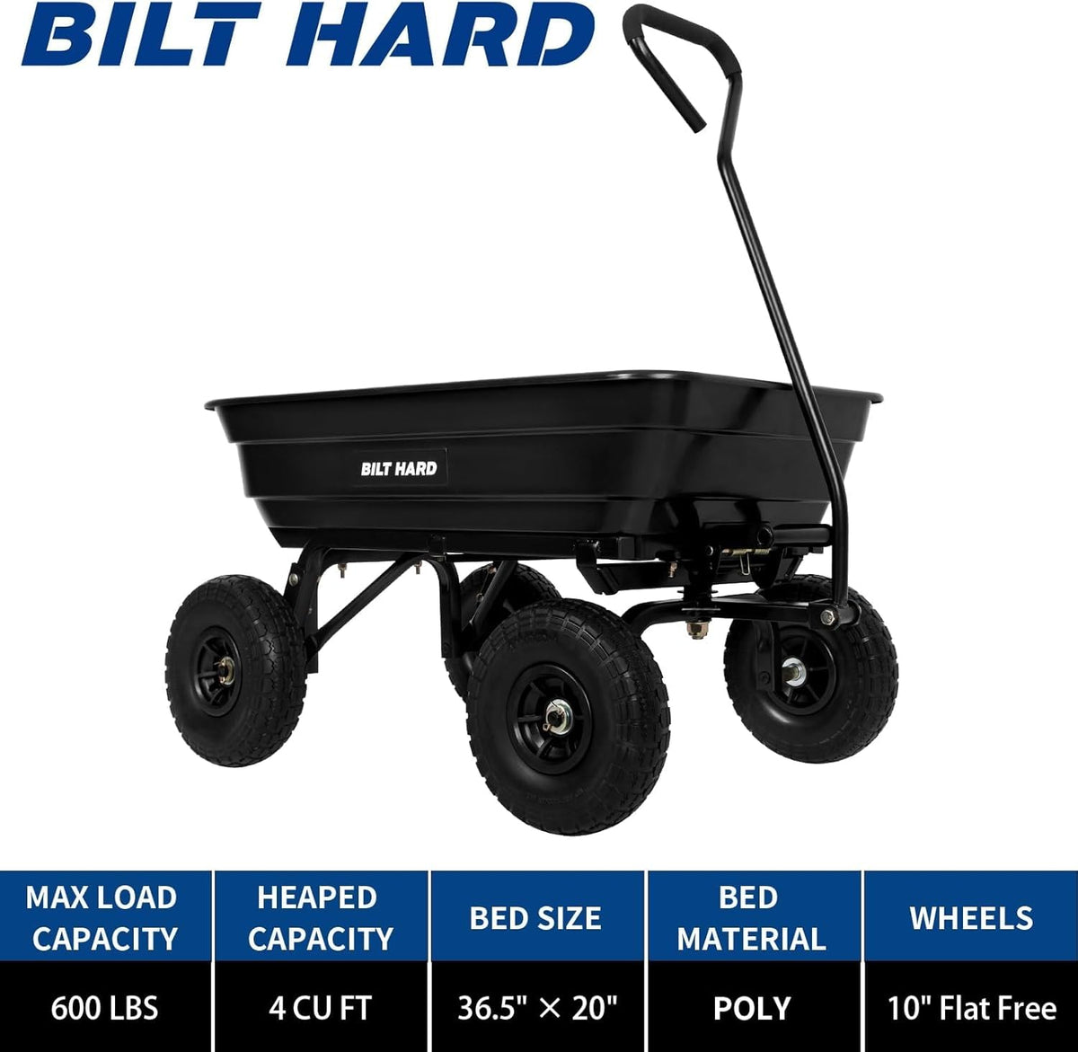 Poly Garden Dump Cart 600 lbs 4 Cu Ft G882