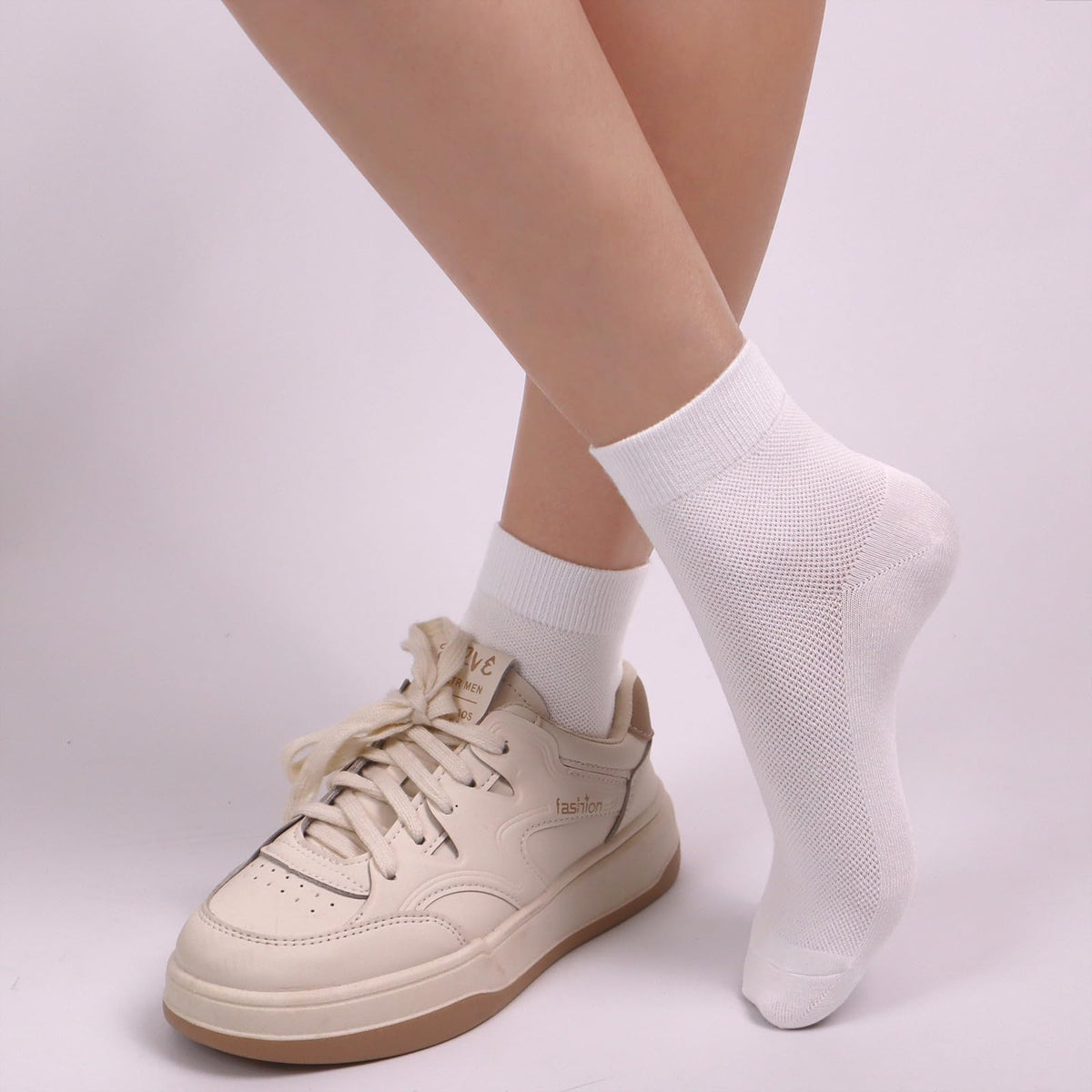 Women Thin Viscose Bamboo Above Ankle Crew Socks 5 Pairs J468816