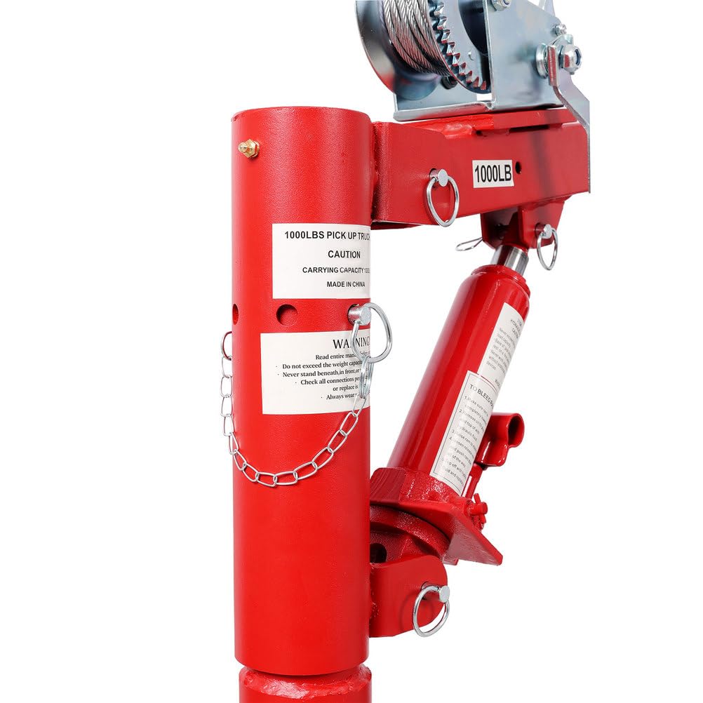 Pickup Truck Crane with Manual Winch, 1000 lb Capacity, Adjustable Boom, 360° Swivel Base, Heavy Duty Steel Q455758