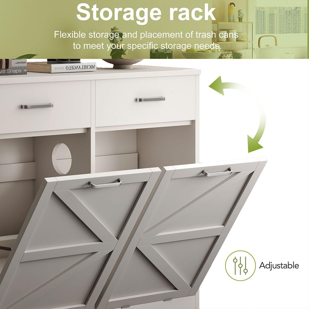 White Wooden Tilt Out Trash Cabinet X61019