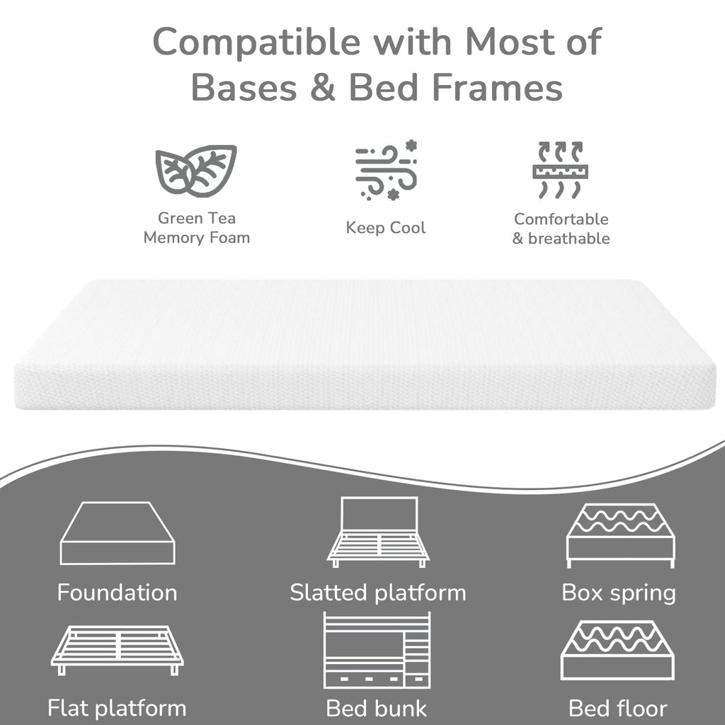 5 Inch Twin Mattress Green Tea Gel Memory Foam B8961
