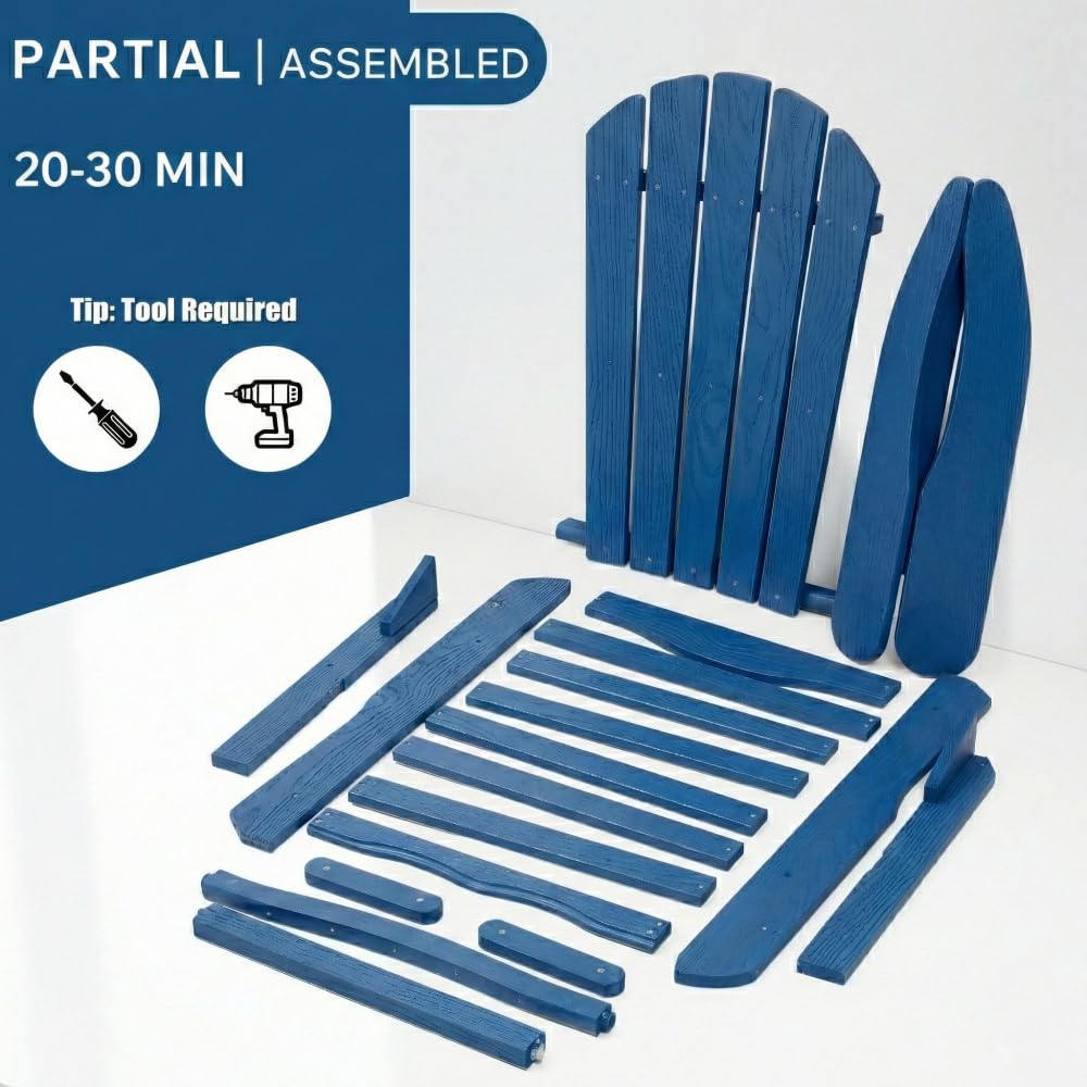 Folding Solid Cedar Wood Adirondack Chair N4601