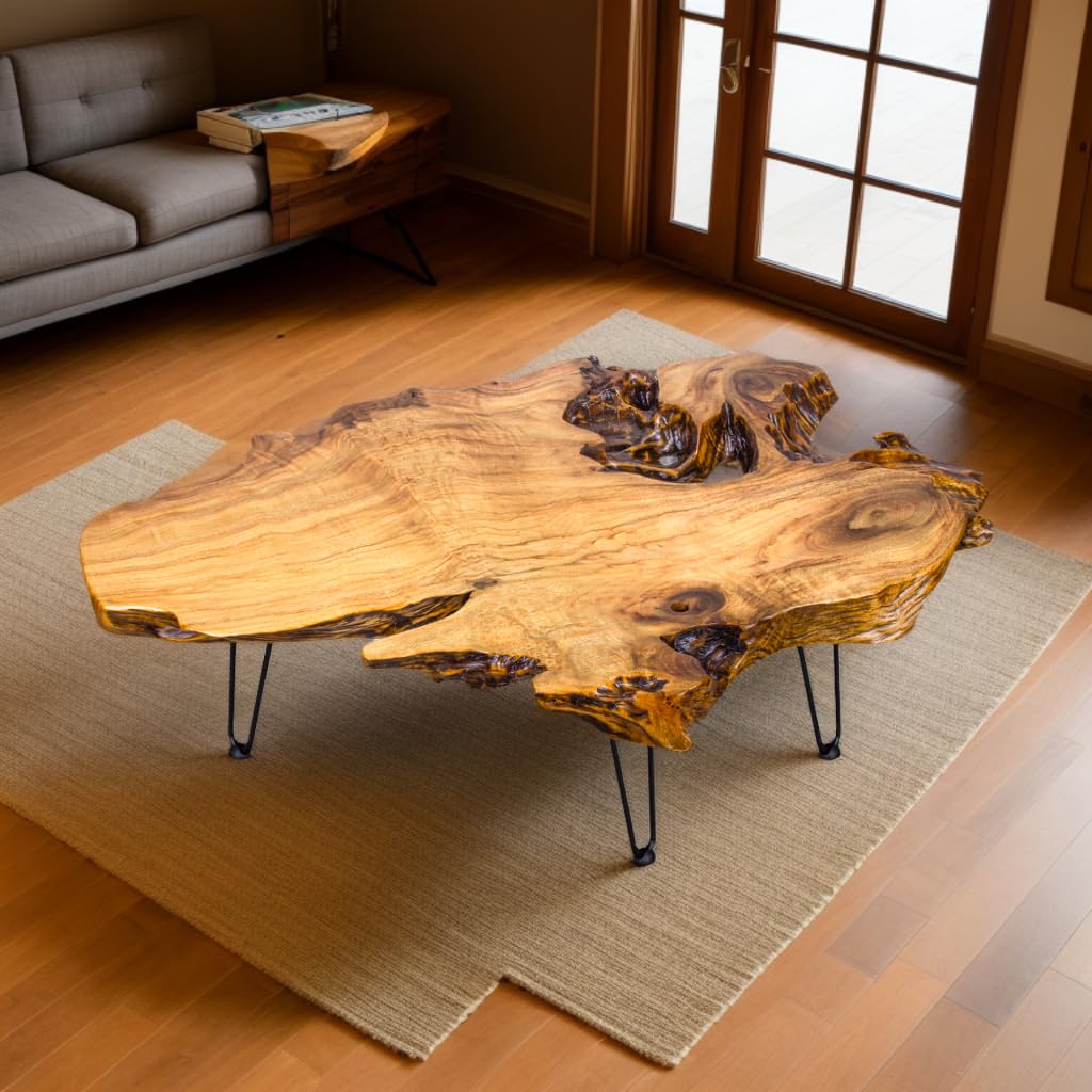 Natural Wood Coffee Table with Metal Hairpin Legs X608026
