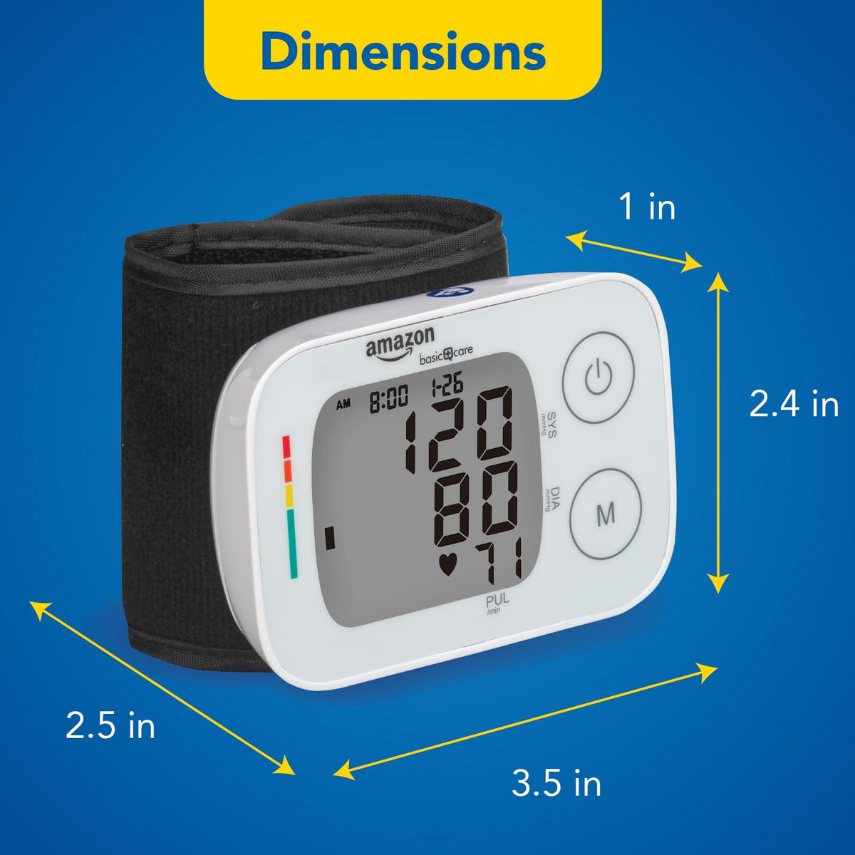 Wrist Blood Pressure Monitor with Large Display A125