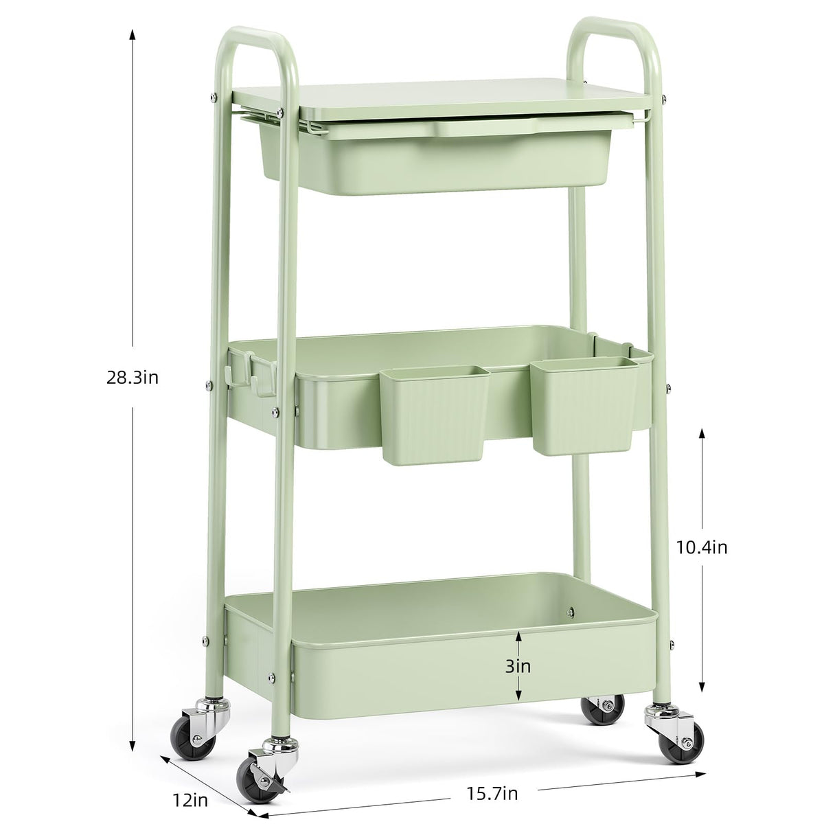3 Tier Metal Rolling Cart with Drawer I36121