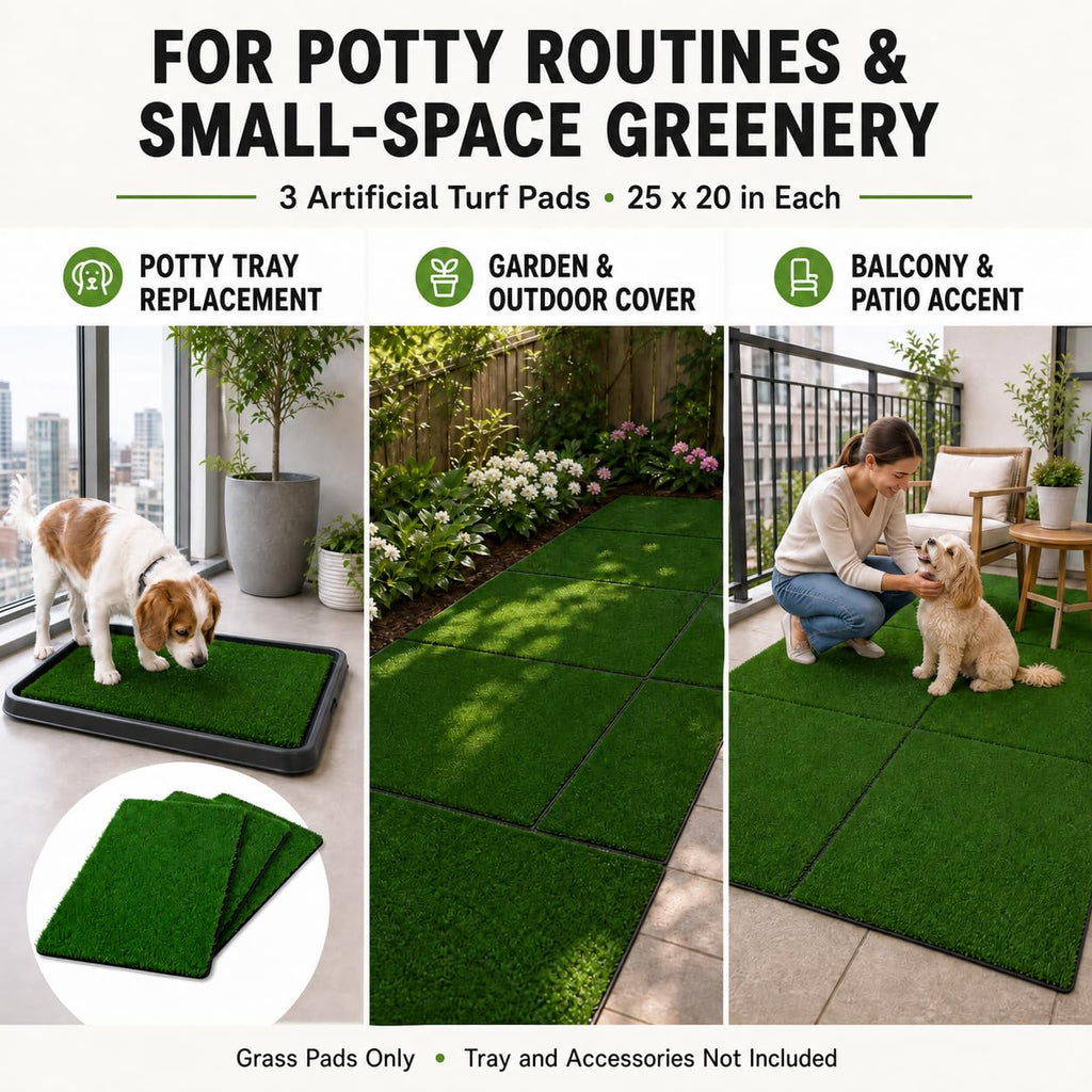 Dog Potty Grass Pads, 3 Pack, 25 x 20 in Replacement Turf A356