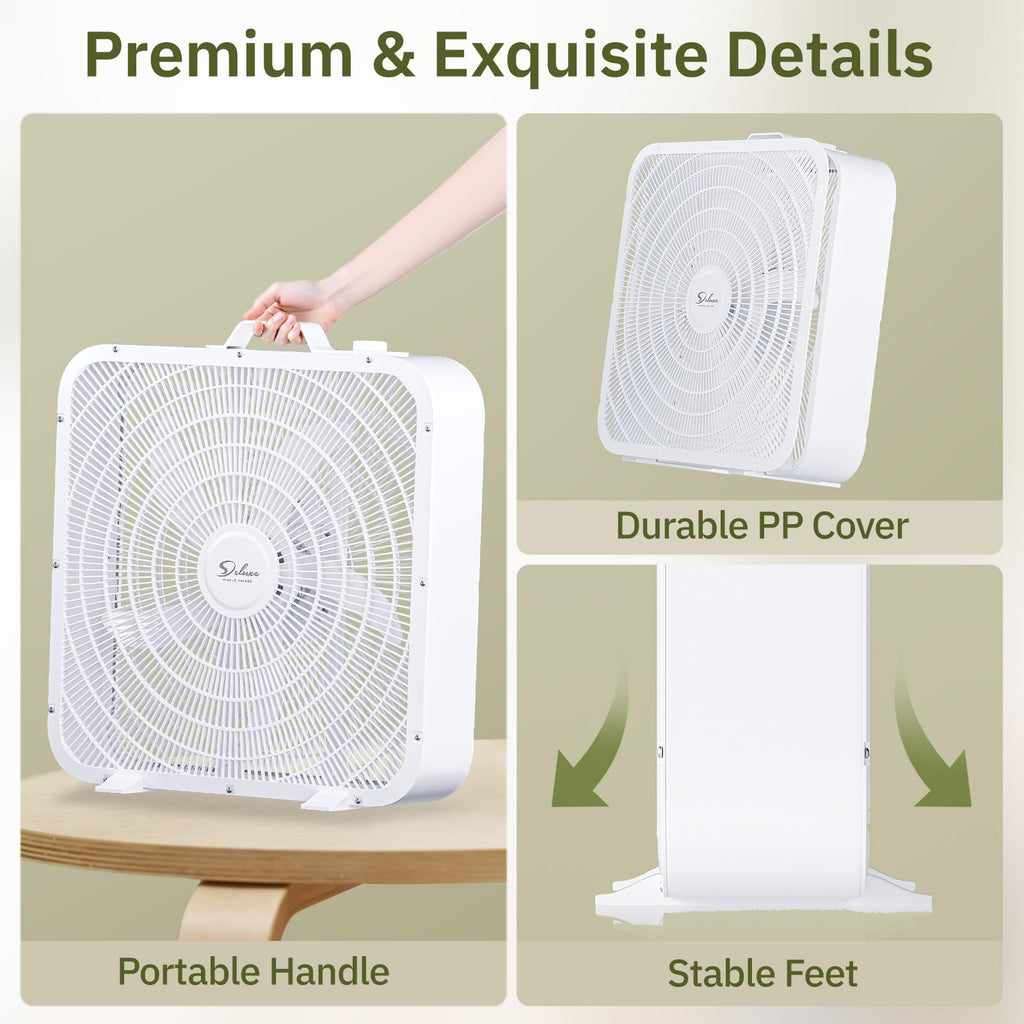 20” White 3-Speed Box Fan with Carry Handle E68768