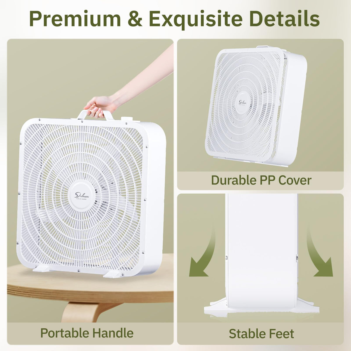 20” White 3-Speed Box Fan with Carry Handle E68768
