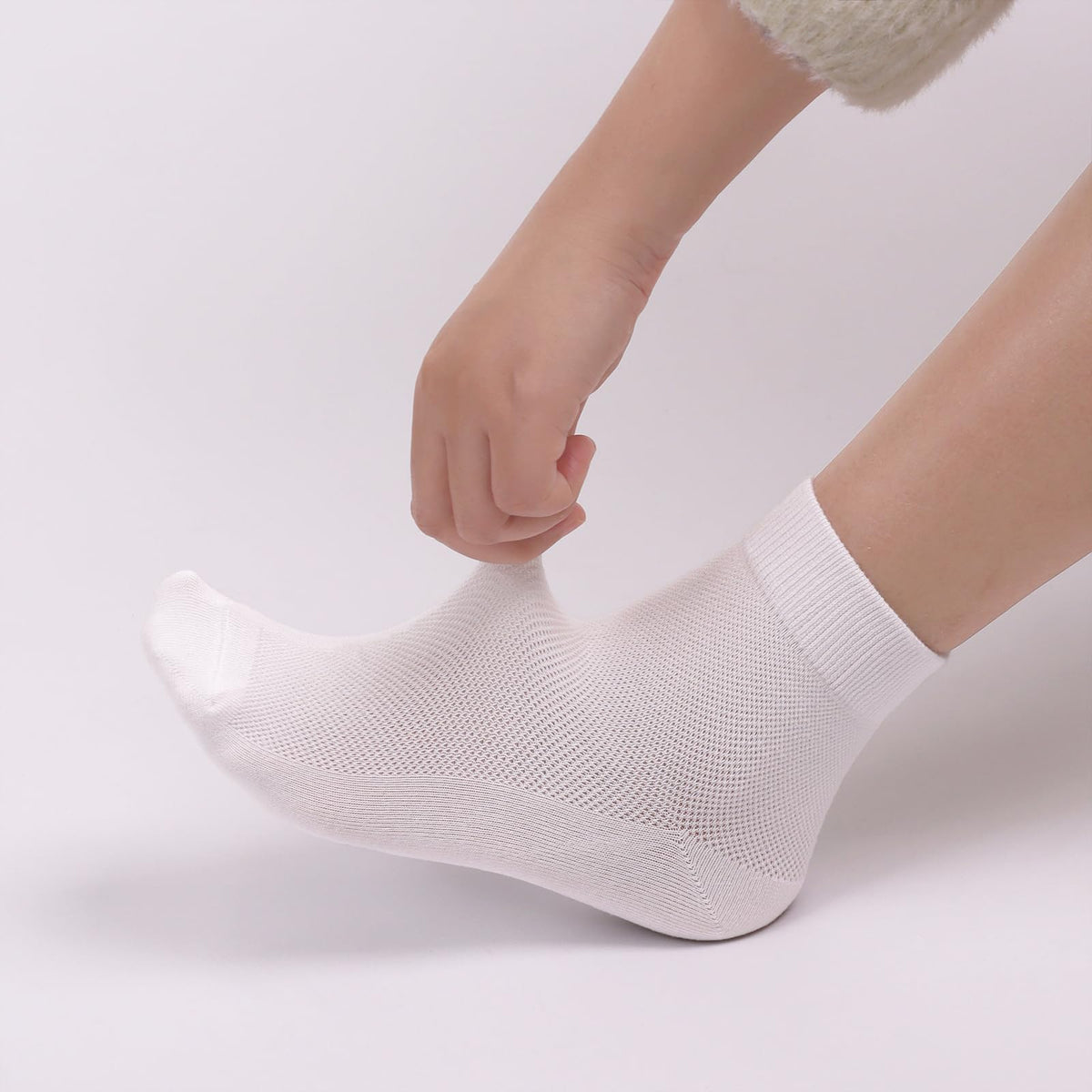 Women Thin Viscose Bamboo Above Ankle Crew Socks 5 Pairs J468816