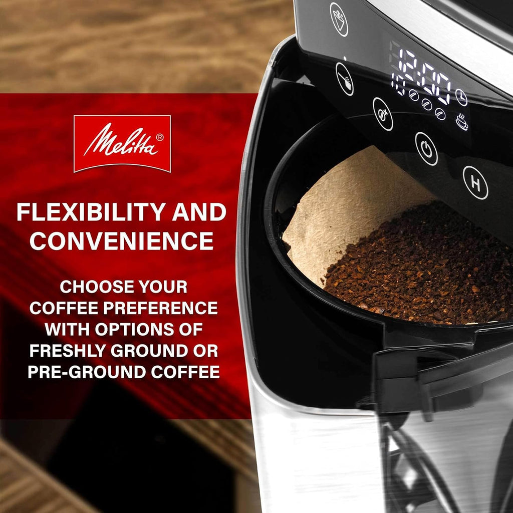 10-Cup Coffee Maker with Built in Burr Grinder E112