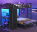 Full Size Bunk Bed with Desk, 5 Drawers, Black M39482