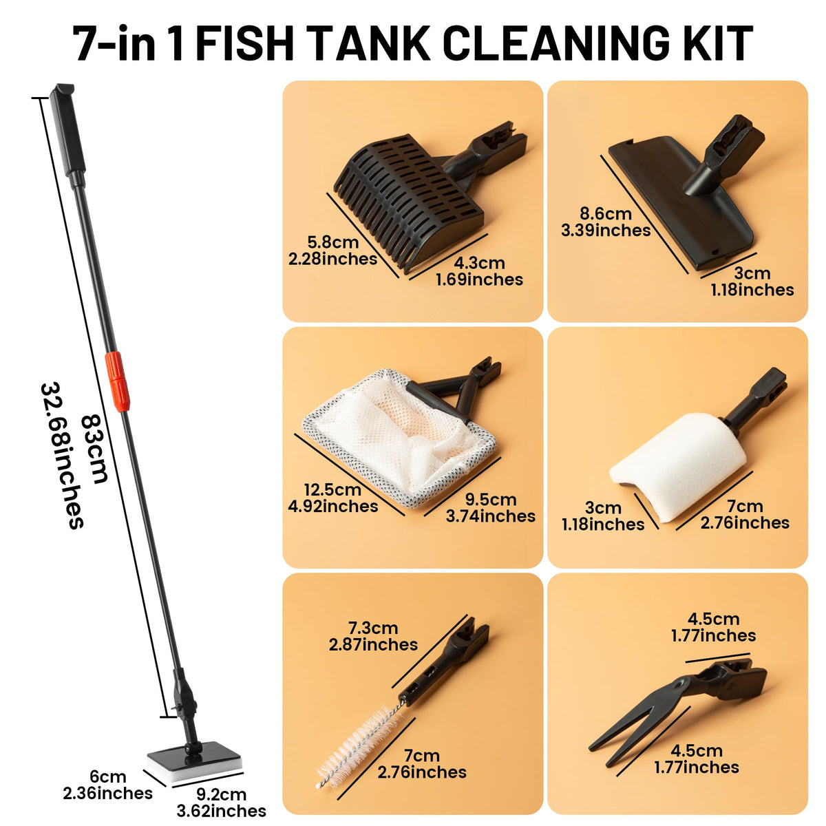 Aquarium Glass Cleaner, 7 in 1 Algae Remover L980