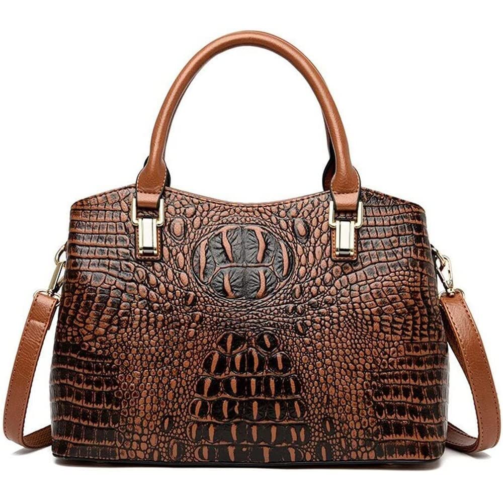 Crocodile Leather Satchel Handbag with Shoulder Strap R340