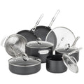 12 Piece Non Stick Hard Anodized Cookware Set with Glass Lids J685
