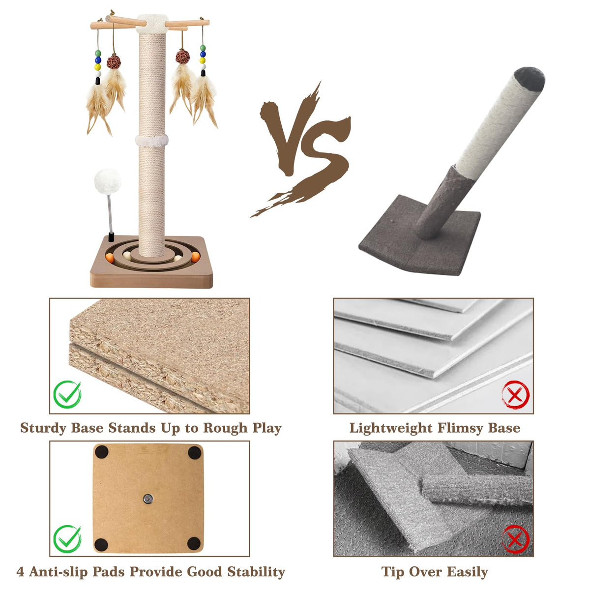 Sisal Cat Scratching Post with Toys F3447
