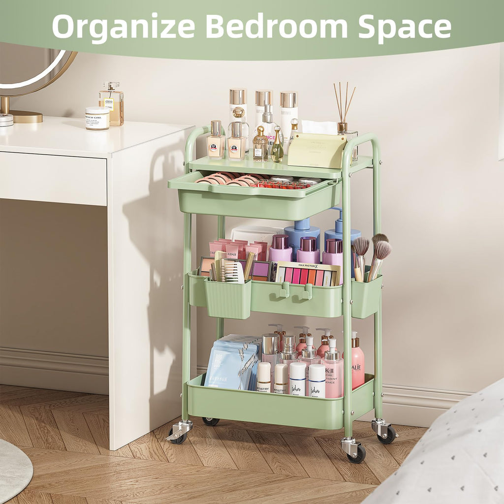 3 Tier Metal Rolling Cart with Drawer I36121