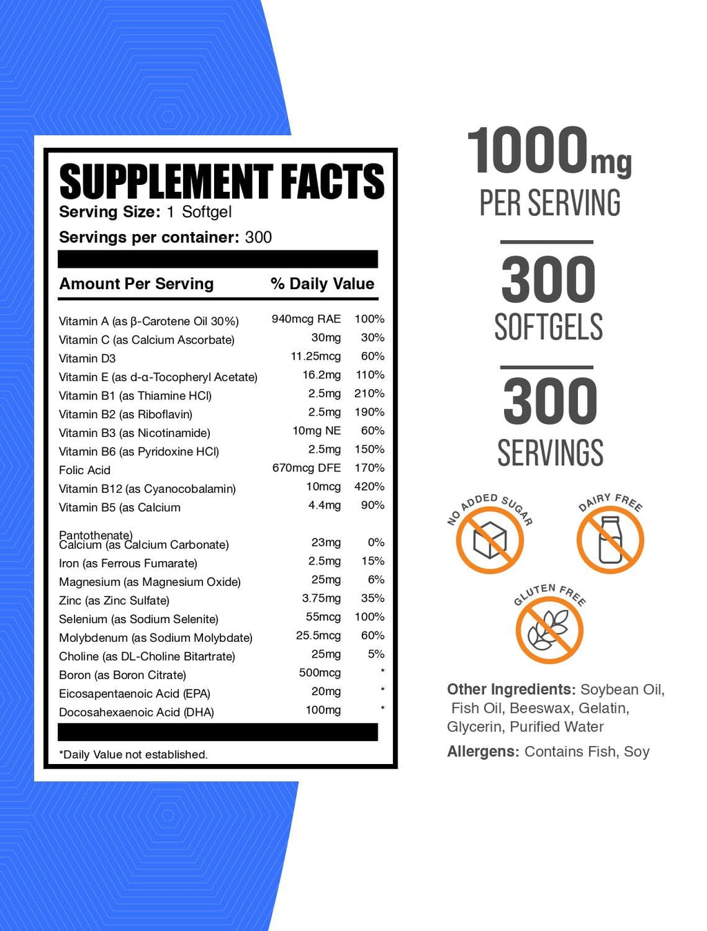 Multivitamin Softgels Gluten Free 300 Count M793