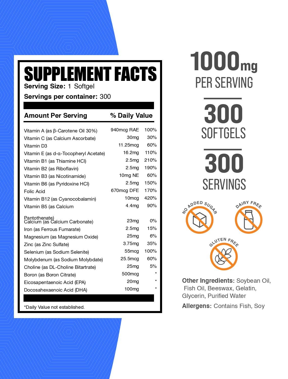 Multivitamin Softgels Gluten Free 300 Count M793