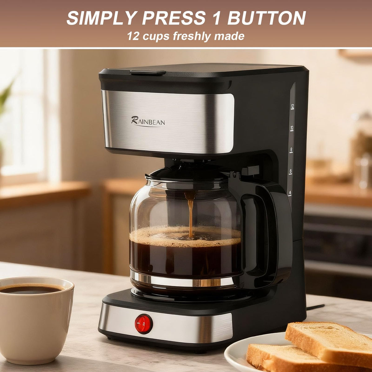 12-Cup Drip Coffee Maker with Glass Carafe Q496